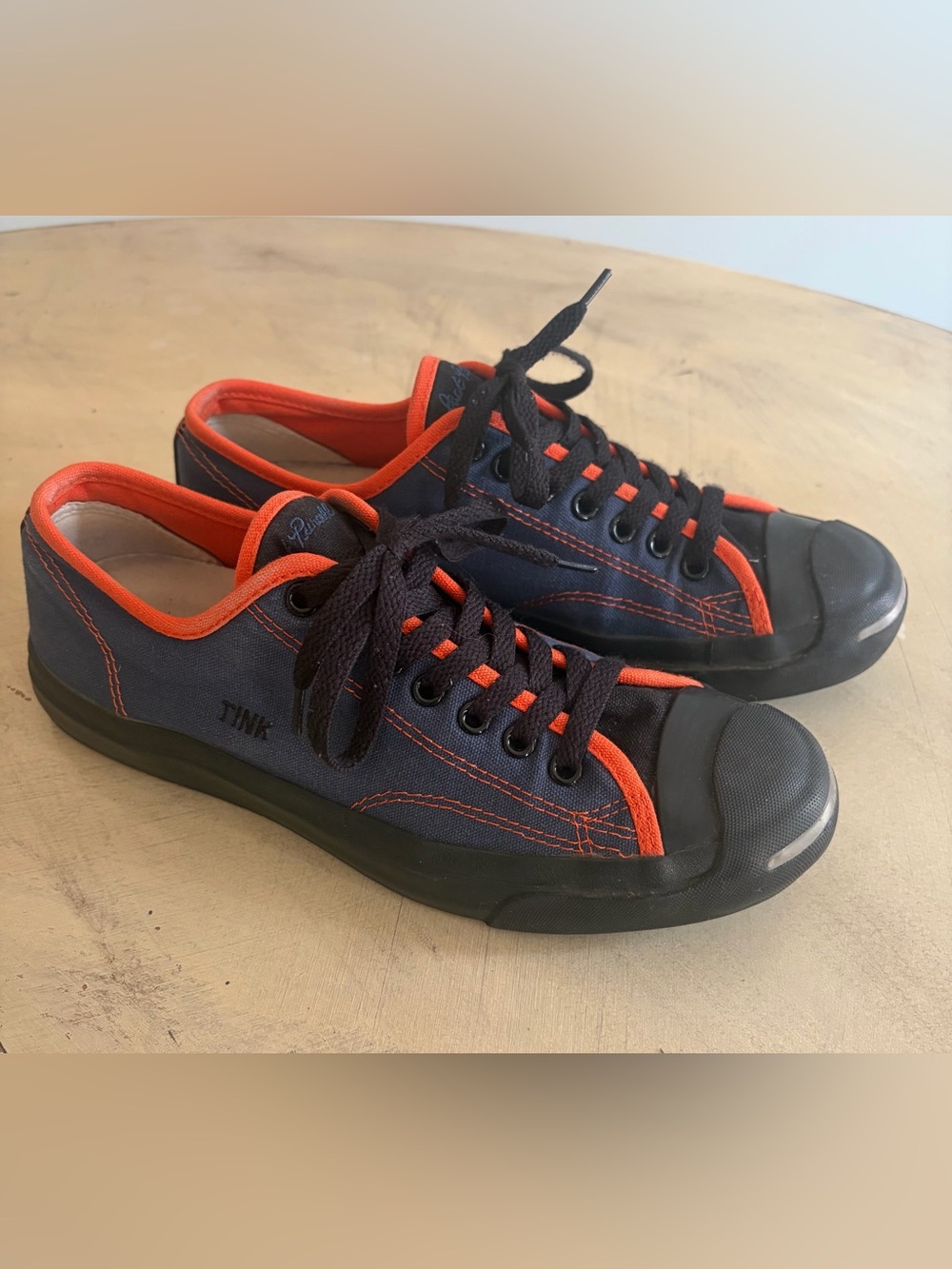 Converse Jack Purcell Low Navy/Orange canvas Mens 8 sneakers Model 141802C, Rare